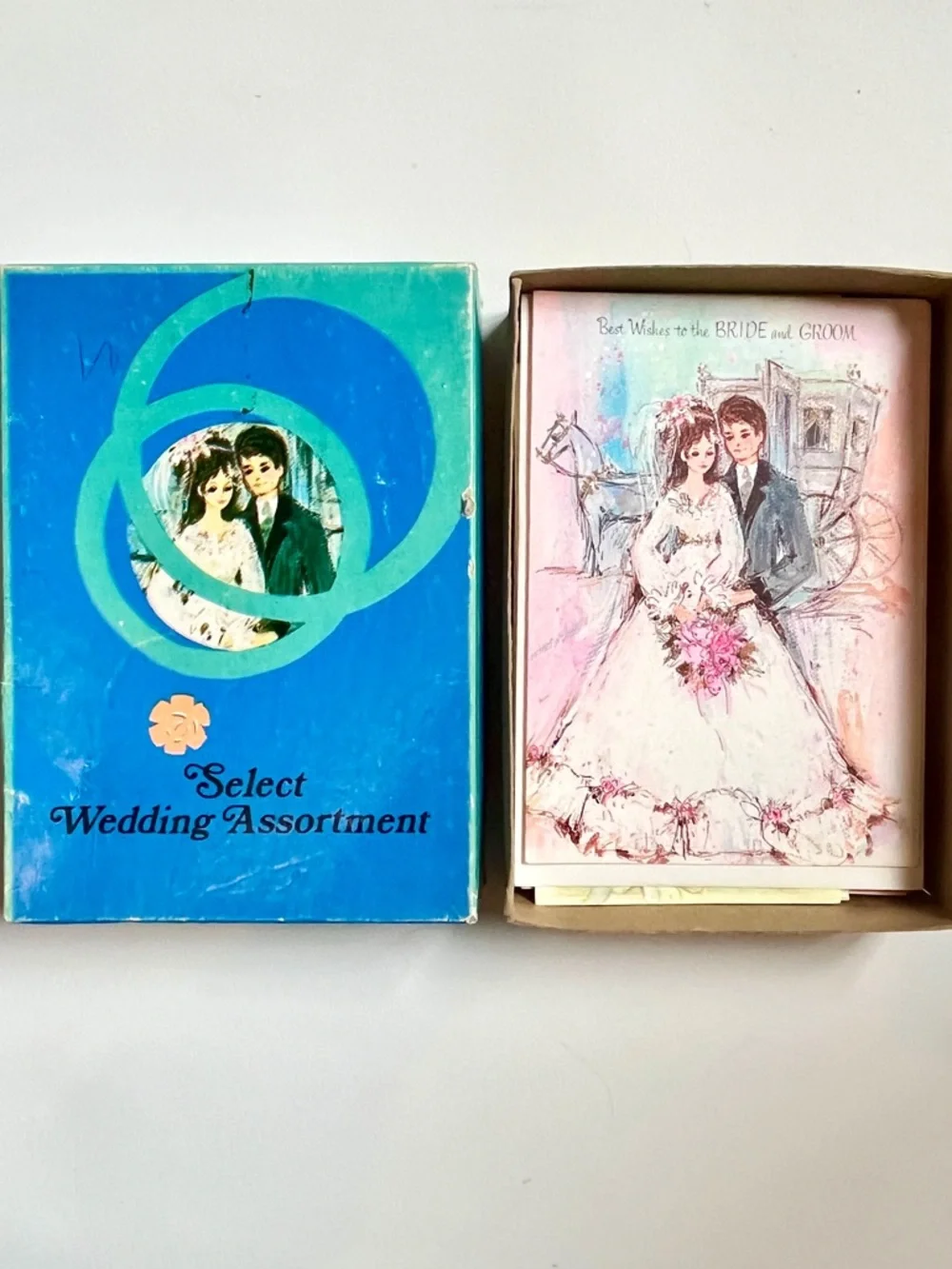 Vintage Wedding Cards Anniversary Cards in Box Unused 1960s Bridal Wishes